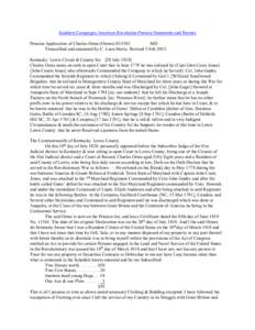 Southern Campaigns American Revolution Pension Statements and Rosters Pension Application of Charles Orme (Ormes) S35543 MD Transcribed and annotated by C. Leon Harris. Revised 5 Feb[removed]Kentucky Lewis Circuit & County