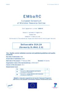 EMbaRC  D14.24 (formerly D.JRA1.2.3) EMbaRC European Consortium