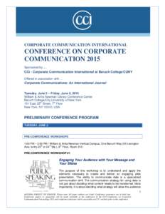 CORPORATE COMMUNICATION INTERNATIONAL  CONFERENCE ON CORPORATE COMMUNICATION 2015 Sponsored by …