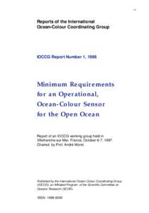 •1  Reports of the International Ocean-Colour Coordinating Group  IOCCG Report Number 1, 1998