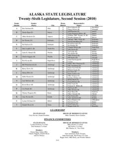 ALASKA STATE LEGISLATURE Twenty-Sixth Legislature, Second Session[removed]Senate District  Senator