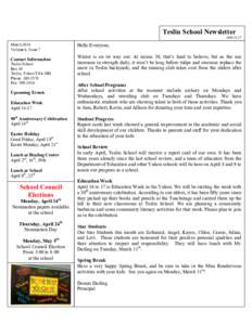 Teslin School Newsletter[removed]March 2014 Volume 6, Issue 7