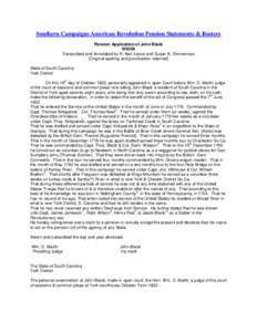 Southern Campaigns American Revolution Pension Statements & Rosters Pension Application of John Black W9359 Transcribed and Annotated by R. Neil Vance and Susan K. Zimmerman [Original spelling and punctuation retained] S