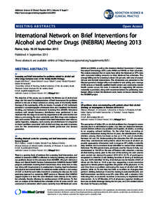 Addiction Science & Clinical Practice 2013, Volume 8 Suppl 1 http://www.ascpjournal.org/supplements/8/S1 MEETING ABSTRACTS  Open Access