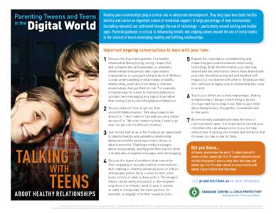 Healthy peer relationships play a central role in adolescent development. They help your teen build her/his identity and can be an important source of emotional support. A large percentage of teen relationships (includin