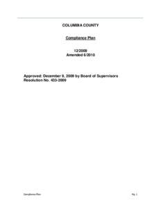 COLUMBIA COUNTY  Compliance Plan[removed]Amended[removed]