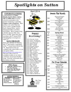 Spotlights on Sutton April 2014 Events This Month:  CONGRATULATIONS!