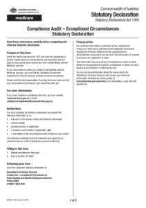 Commonwealth of Australia  Statutory Declaration Statutory Declarations Act 1959