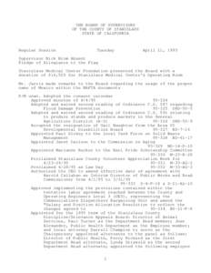 April 11, [removed]Board of Supervisors Minutes