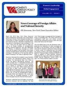 Women’s Leadership Global Engagement VOLUME VII - ISSUE I News Coverage of Foreign Affairs and National Security