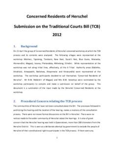 Concerned Residents of Herschel Submission on the Traditional Courts Bill (TCBBackground