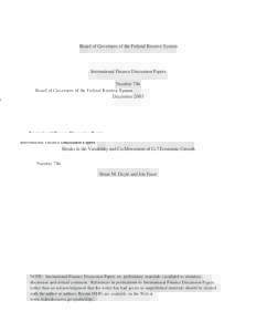 Board of Governors of the Federal Reserve System  International Finance Discussion Papers Number 786 December 2003