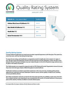 Quality Rating System JANUARY 2014 REGION 10 — San Joaquin Valley*  Quality Rating