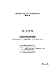 Canadian Digital Elevation Data (CDED[removed]Natural Resources Canada Earth and Sciences Sector