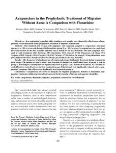 Headaches / Acupuncture / Migraine / Flunarizine / Aspirin / Traditional Chinese medicine / Placebo / Pain / German Acupuncture Trials / Medicine / Alternative medicine / Health