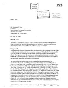 May 9,2005  Mr. Jonathan G. Katz Secretary Securities and Exchange Commission 450 Fifth Strezt NW