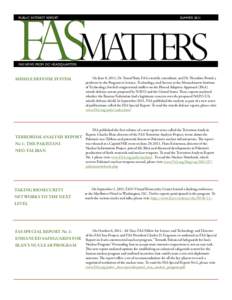 PUBLIC INTEREST REPORT 
  SUMMER 2011 FASMAtters FAS NEWS FROM DC HEADQUARTERS
