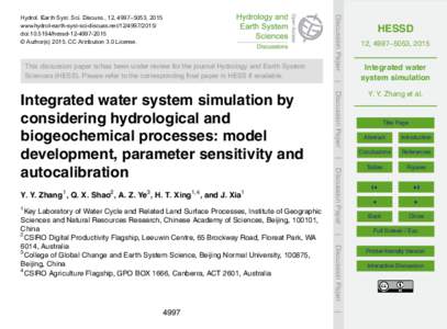 This discussion paper is/has been under review for the journal Hydrology and Earth System Sciences (HESS). Please refer to the corresponding final paper in HESS if available. Discussion Paper  Hydrol. Earth Syst. Sci. Di