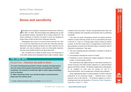 Section Three: Intrusion  36 Sense and sensitivity