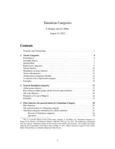 Tannakian Categories P. Deligne and J.S. Milne August 15, 2012