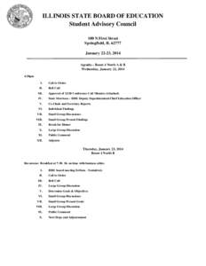 Student Advisory Council Meeting Agenda - January 22-23, 2014
