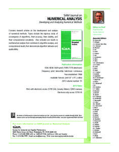 SIAM Journal on  NUMERICAL ANALYSIS Developing and Analyzing Numerical Methods Editor-in-Chief