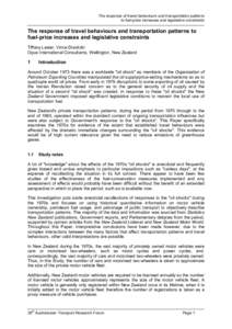 The response of travel behaviours and transportation patterns to fuel-price increases and legislative constraints The response of travel behaviours and transportation patterns to fuel-price increases and legislative cons