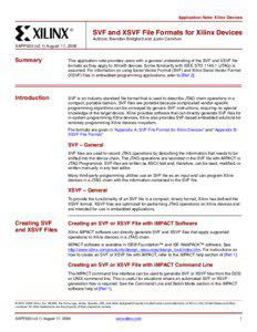 Xilinx XAPP503, SVF and XSVF File Formats for Xilinx Devices, Application Note