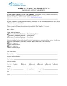 WSPS Advisory Committee Recruitment Form[removed]