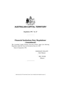 Rosemary Follett / Members of the Australian Capital Territory Legislative Assembly / Financial institutions duty / Taxation in Australia