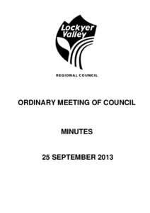 ORDINARY MEETING OF COUNCIL  MINUTES 25 SEPTEMBER 2013