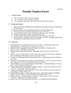 Timothy Stephen Fuerst I.  Academic Degrees