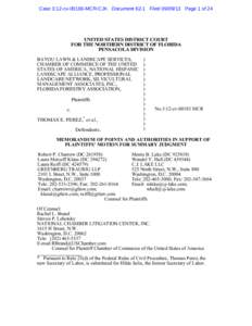 Case 3:12-cv[removed]MCR-CJK Document 62-1 Filed[removed]Page 1 of 24  UNITED STATES DISTRICT COURT FOR THE NORTHERN DISTRICT OF FLORIDA PENSACOLA DIVISION BAYOU LAWN & LANDSCAPE SERVICES,