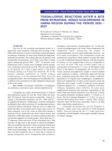 Journal of IMAB - Annual Proceeding (Scientific Papers) 2008, book 1  TOXOALLERGIC REACTIONS AFTER A BITE FROM MYRIAPODA, GENUS SCOLOPENDRA IN VARNA REGION DURING THE PERIOD 2003 – 2007