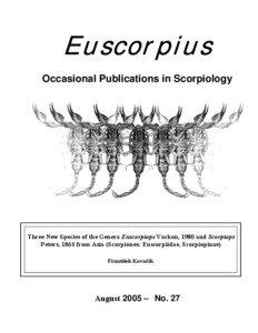 Euscorpius Occasional Publications in Scorpiology