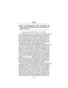 Accountability / Impeachment / United States House of Representatives / Public law / Separation of powers / Impeachment in New Hampshire / Standing Rules of the United States Senate /  Rule XII / Standing Rules of the United States Senate / United States Senate / Government