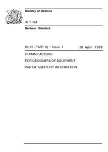 Ministry of Defence  INTERIM Defence Standard[removed]PART 8) / Issue 1