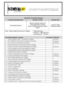 x  11th Floor, Commerce Place, 10155 – 102 Street, Edmonton, AB T5J 4L5 Phone: ([removed]Fax: ([removed]e-mail: [removed]  Articulation Committee Meeting