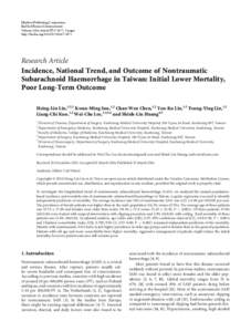 Incidence, National Trend, and Outcome of Nontraumatic Subarachnoid Haemorrhage in Taiwan: Initial Lower Mortality, Poor Long-Term Outcome