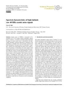 Stochastic processes / Probability theory / Time series analysis / Noise / Solar phenomena / Nature / Physics / Signal processing / Riometer / Pink noise / Ionosphere / Space weather