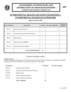 Microsoft Word - DONE 4607 CEC Environmental, Health and Safety Tech - Environmental Technician Supervisor.docx