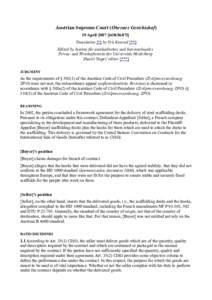 Austrian Supreme Court (Oberster Gerichtshof) 19 April6Ob56/07i] Translation [*] by Veit Konrad [**] Edited by Institut für ausländisches und Internationales Privat- und Wirtshaftsrecht der Universität Heidelbe