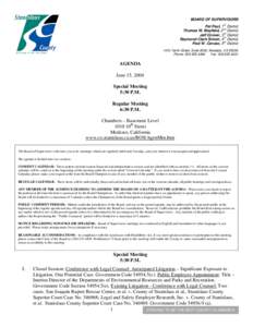 June 15, [removed]Board of Supervisors Agenda