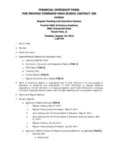 Proviso Township High School District 209 Financial Oversight Panel meeting Agenda -August 19, 2014