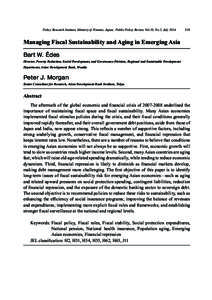 Policy Research Institute, Ministry of Finance, Japan, Public Policy Review, Vol.10, No.2, July[removed]Managing Fiscal Sustainability and Aging in Emerging Asia Bart W. Édes