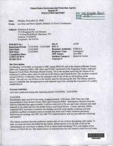 POLLUTION REPORT (POLREP) NUMBER 1 (INITIATION OF ACTION) FOR THE REPORTING PERIOD[removed]TO[removed]