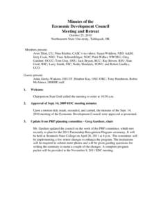 Minutes of the Economic Development Council Meeting and Retreat October 25, 2010 Northeastern State University, Tahlequah, OK