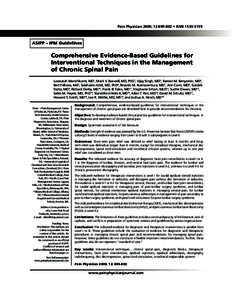 Pain Physician 2009; 12: • ISSNASIPP – IPM Guidelines Comprehensive Evidence-Based Guidelines for Interventional Techniques in the Management