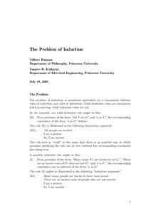 The Problem of Induction Gilbert Harman Department of Philosophy, Princeton University