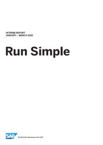 interim Report January – March 2015 Run Simple  The Best-Run Businesses Run SAP®